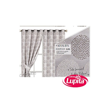 JUEGO DE CORTINAS KHALIFA GRIS (Aprezzio)