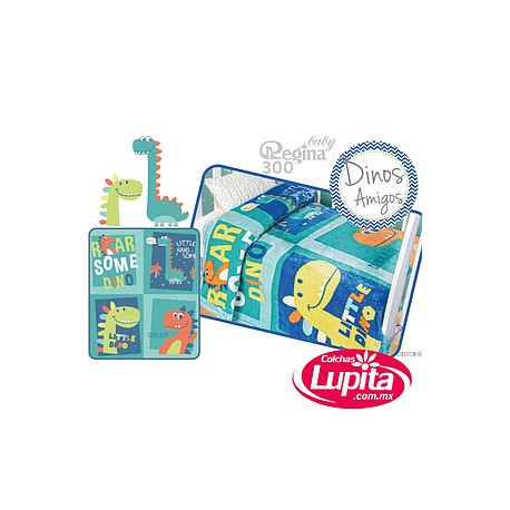 COBERTOR ESTAMPADO BEBE DINOS CUNERO (Regina)